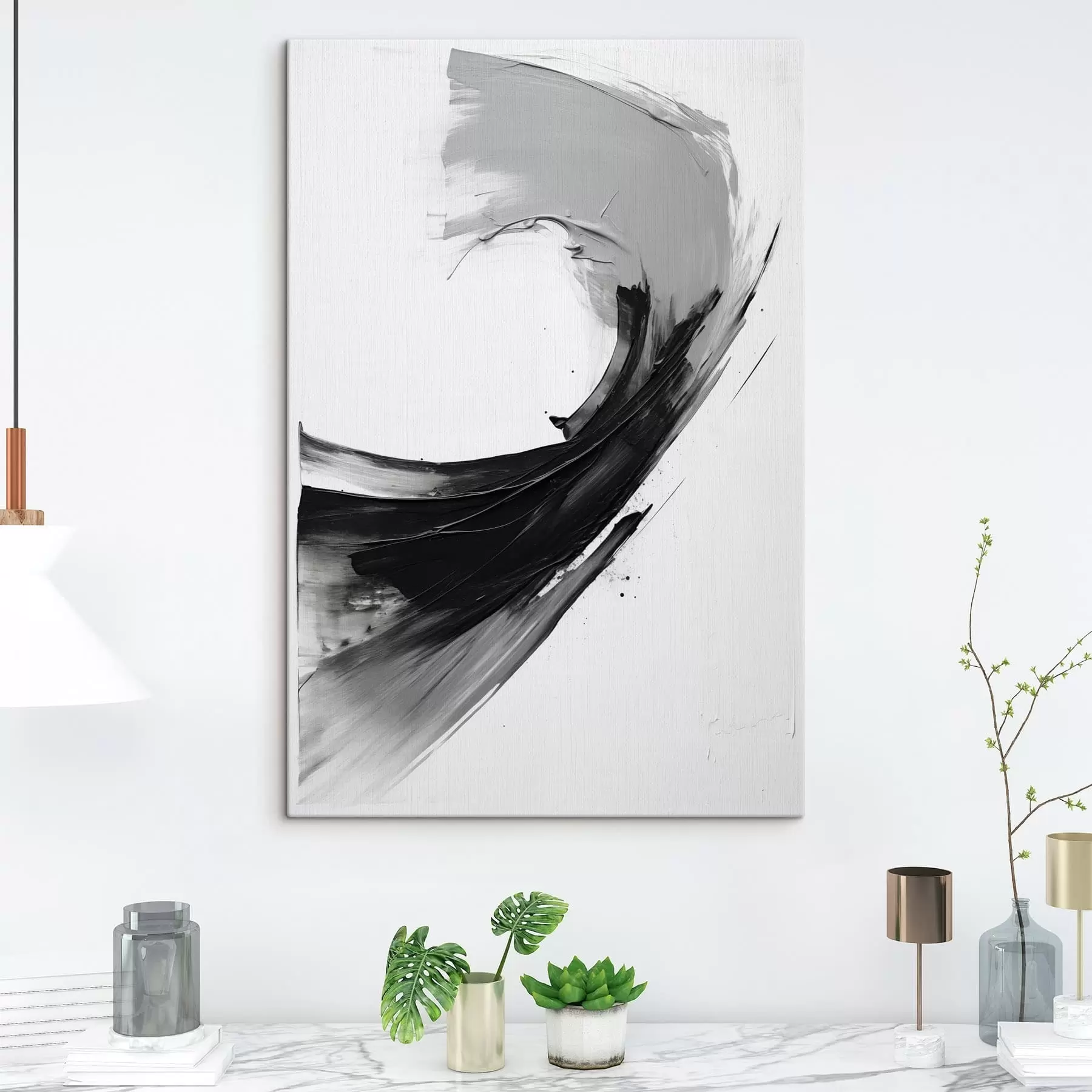 Pilt Abstraktne must pintslitõmb valgel taustal s48326