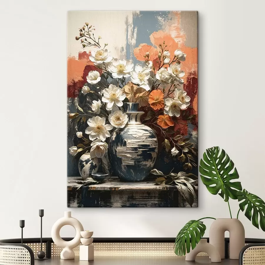 Pilt Lilled vaasides tekstuurse seina taustal s48360