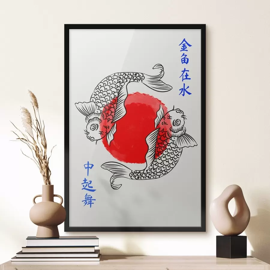 Fototapeedid Kaks dekoratiivset kala punase ringi ümber f48033