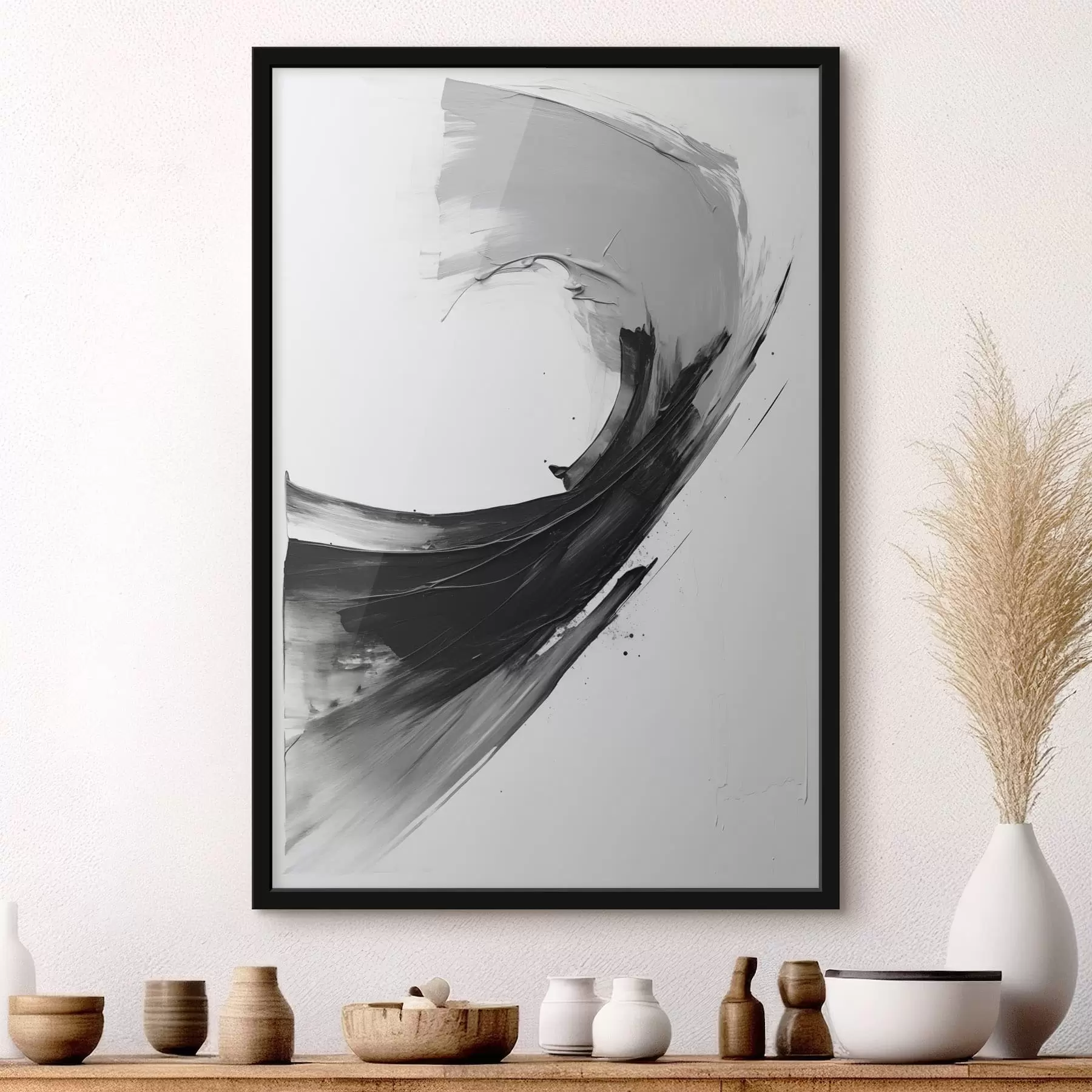 Fototapeedid Abstraktne must pintslitõmb valgel taustal f48326