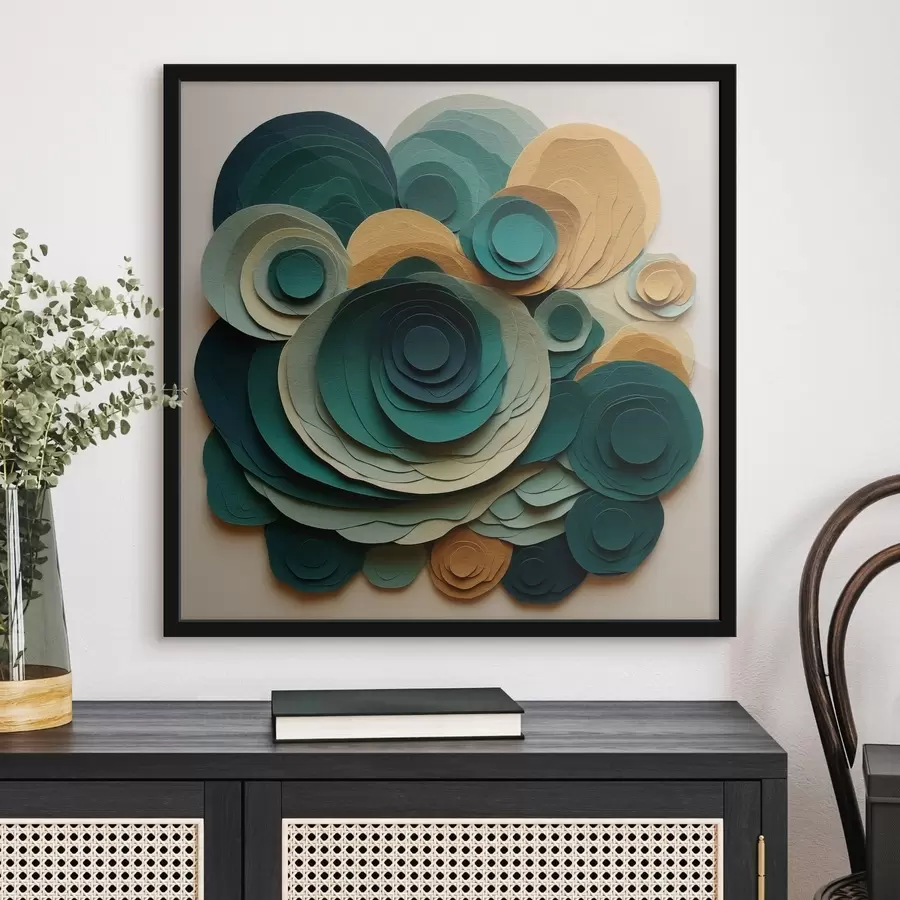 Fototapeedid Kihtidena asetatud paberist ringid rohelistes ja beežides toonides f48332