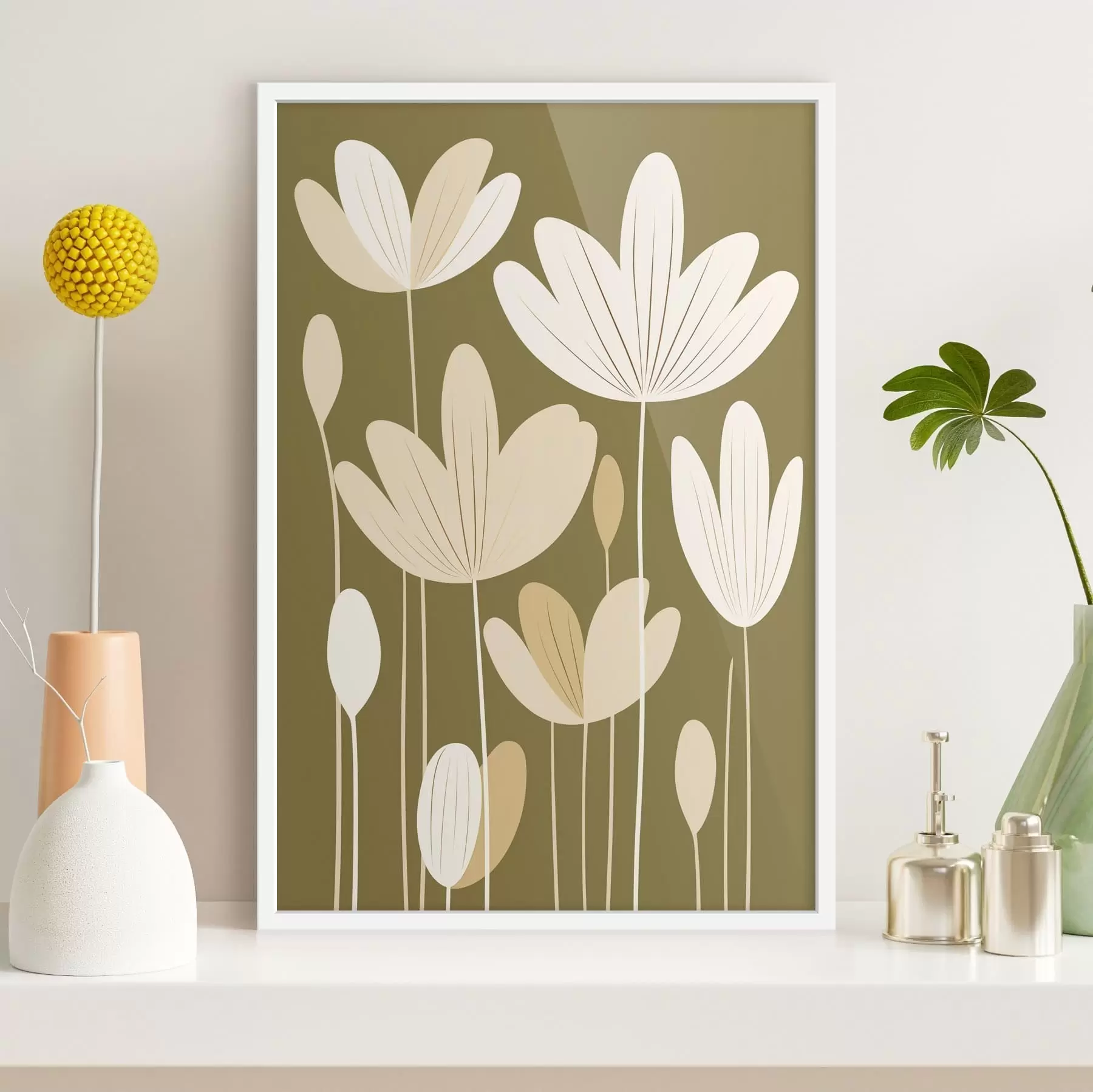 Fototapeedid Stiliseeritud lilled minimalistlikus kujunduses f48349