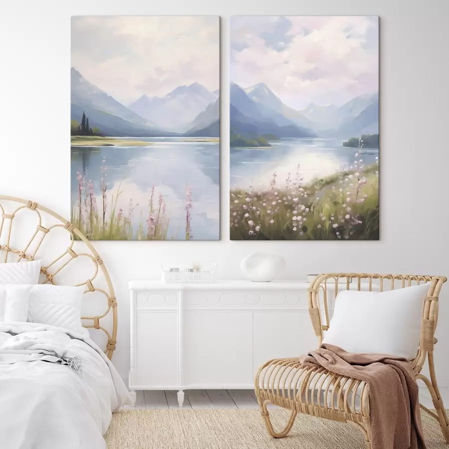 Pilt Järve lähedal mägedes imitatsiooni maalimine m30248