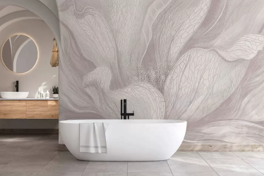 Fototapeedid Kerge abstraktne lill voolavate joontega w05119v3