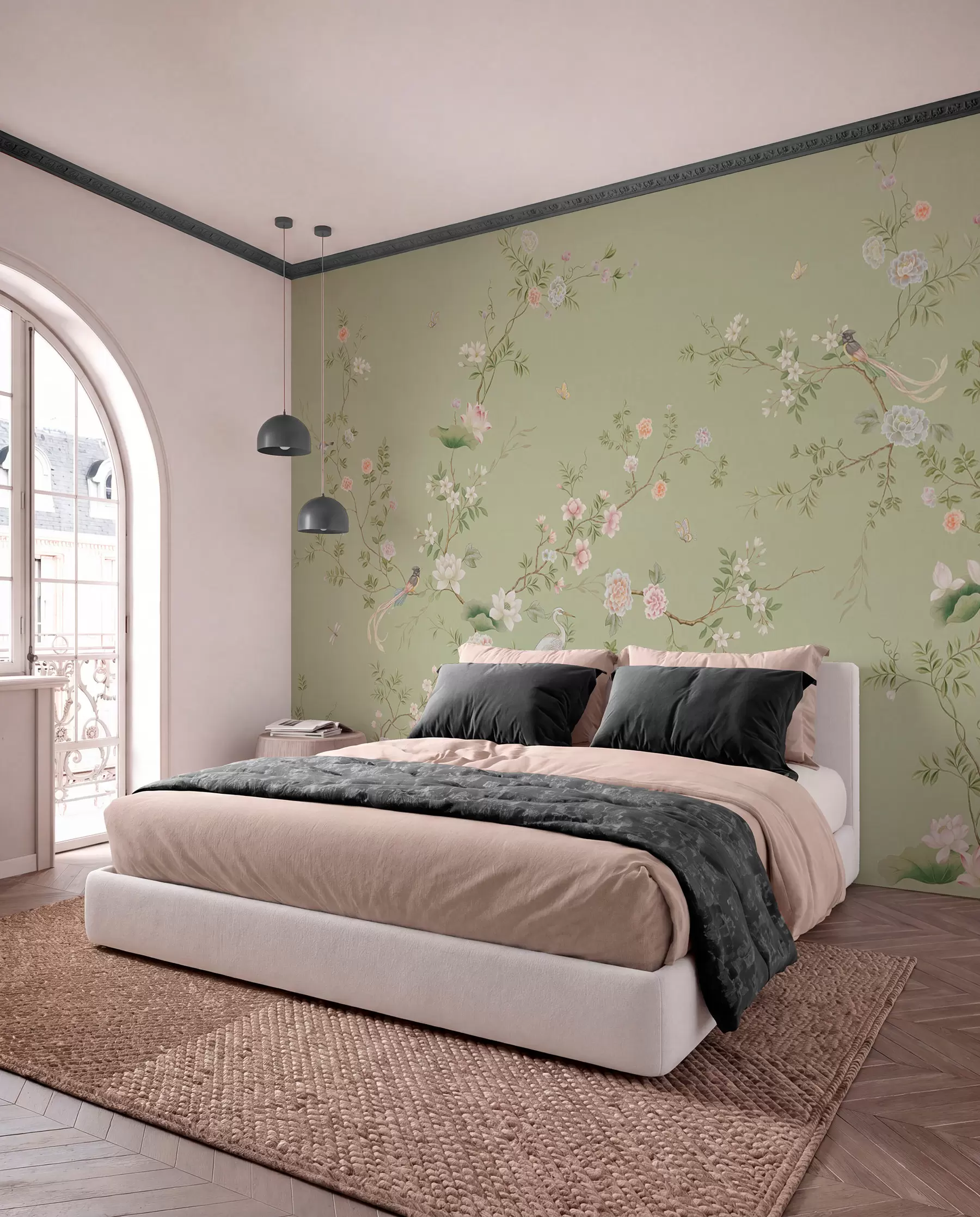 Fototapeedid Linnud salveirohelises aias w05416