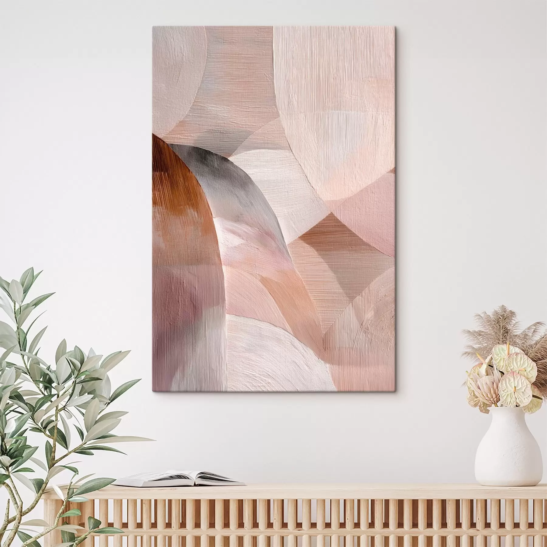 Pilt Geomeetriline abstraktsioon soojas virsiku toonides kunstplakati stiilis s48189