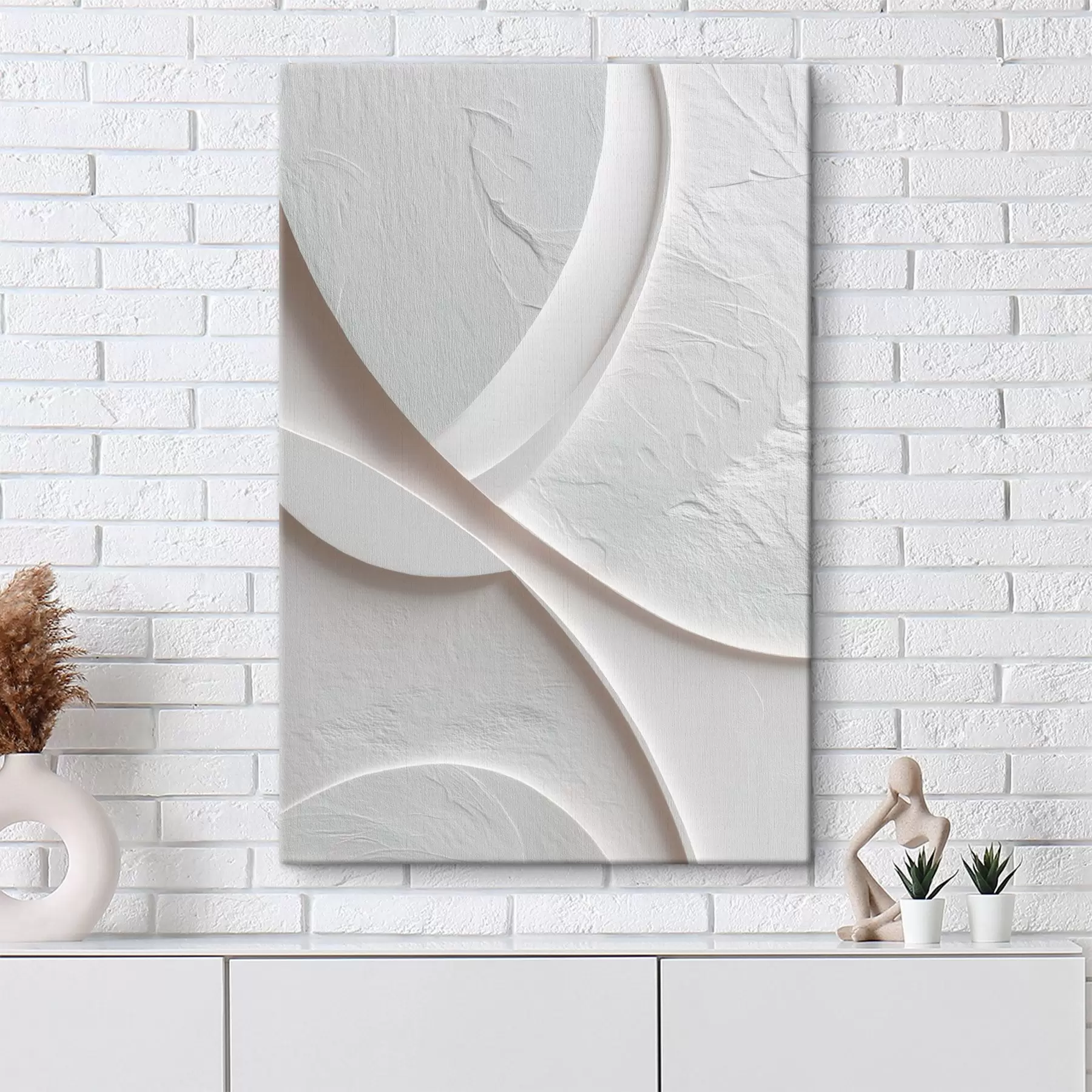 Pilt Dekoratiivpaneel, millel on sujuvad jooned ja kivimustriga tekstuur heledal taustal s48192