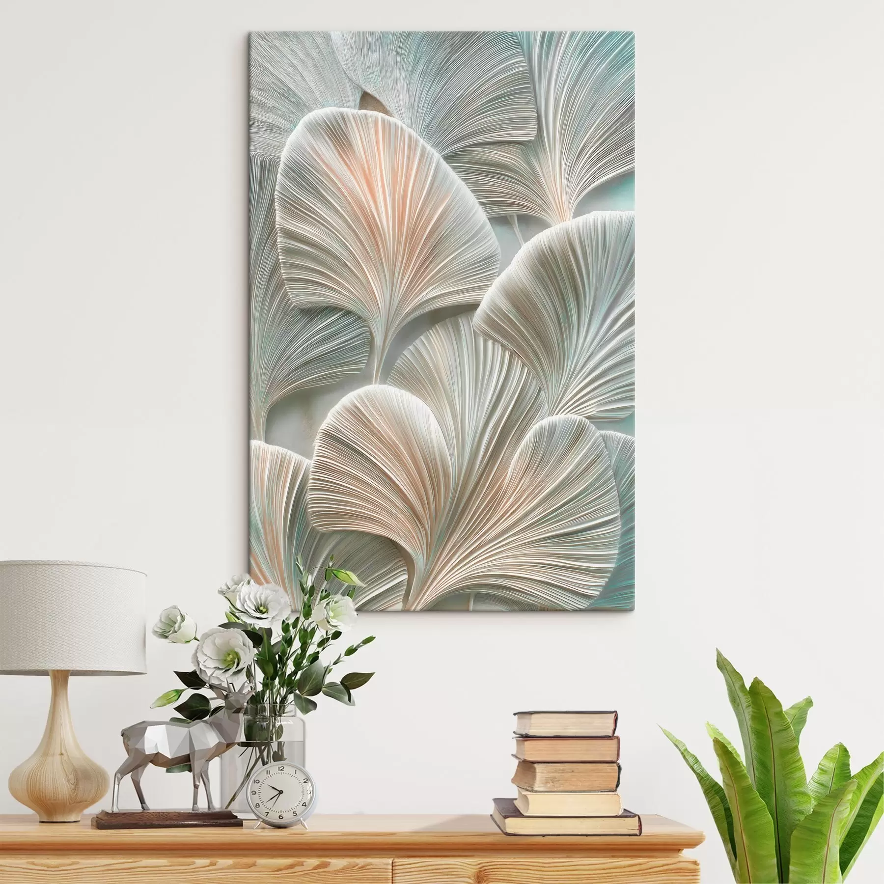 Pilt Kunstiline illustratsioon reljeefsete lehtedega kaasaegses basreljeefistiilis s48210