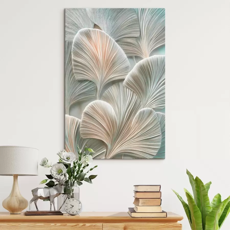 Pilt Kunstiline illustratsioon reljeefsete lehtedega kaasaegses basreljeefistiilis s48210