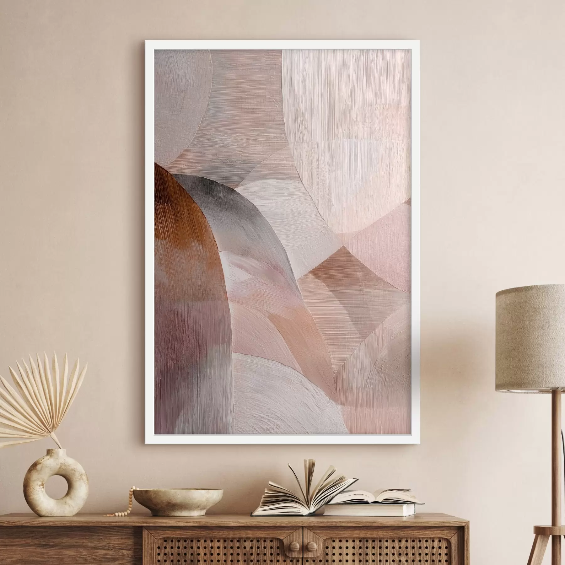 Fototapeedid Geomeetriline abstraktsioon soojas virsiku toonides kunstplakati stiilis f48189