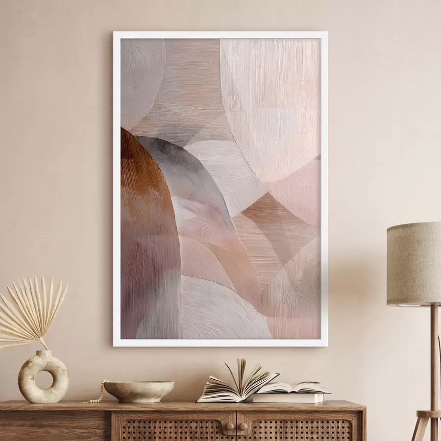 Fototapeedid Geomeetriline abstraktsioon soojas virsiku toonides kunstplakati stiilis f48189