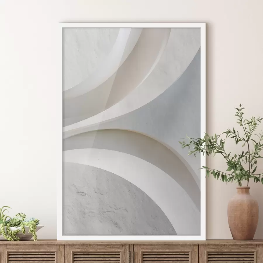 Fototapeedid Dekoratiivpaneel, millel on heledal taustal ruumilised arhitektuurilised vormid f48191