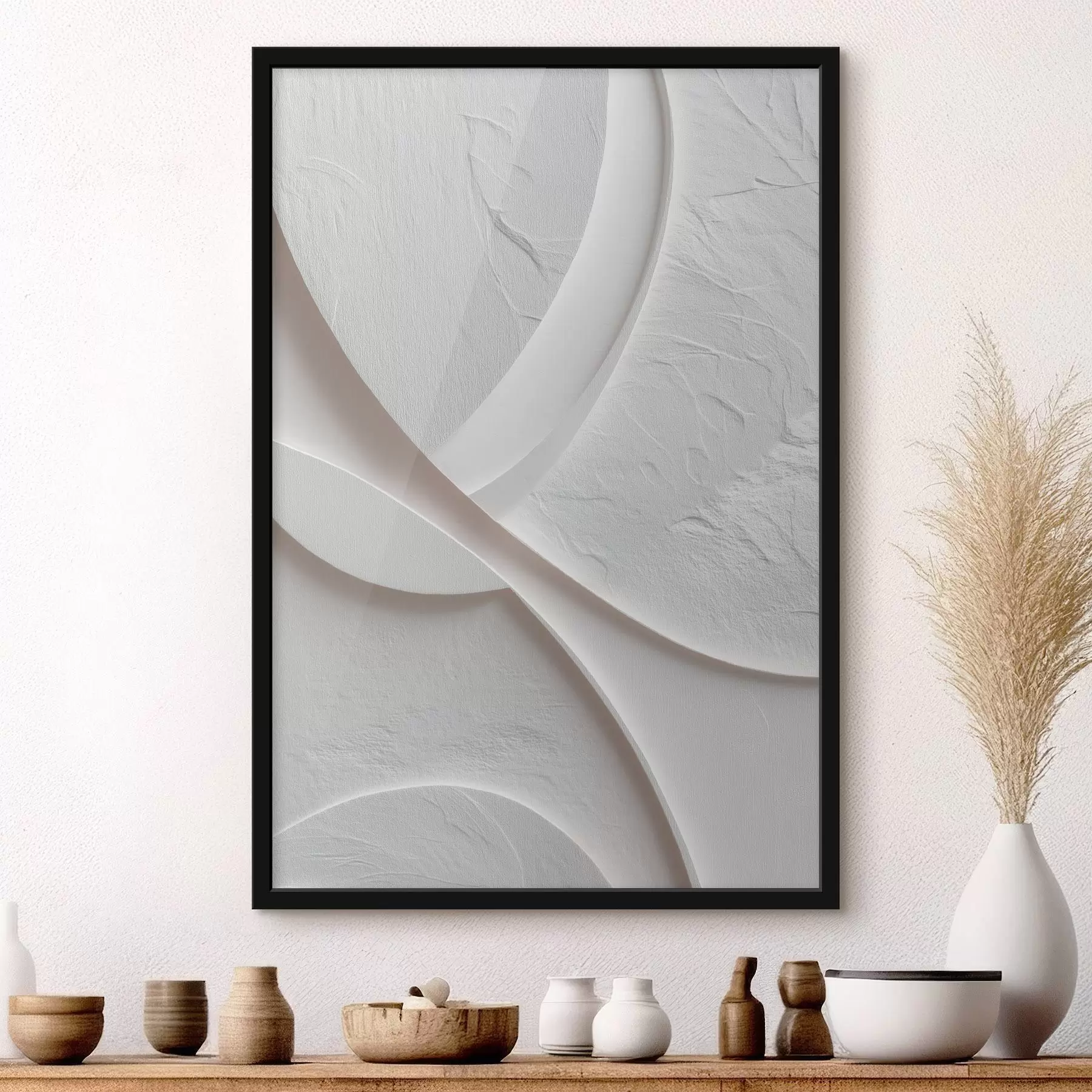 Fototapeedid Dekoratiivpaneel, millel on sujuvad jooned ja kivimustriga tekstuur heledal taustal f48192