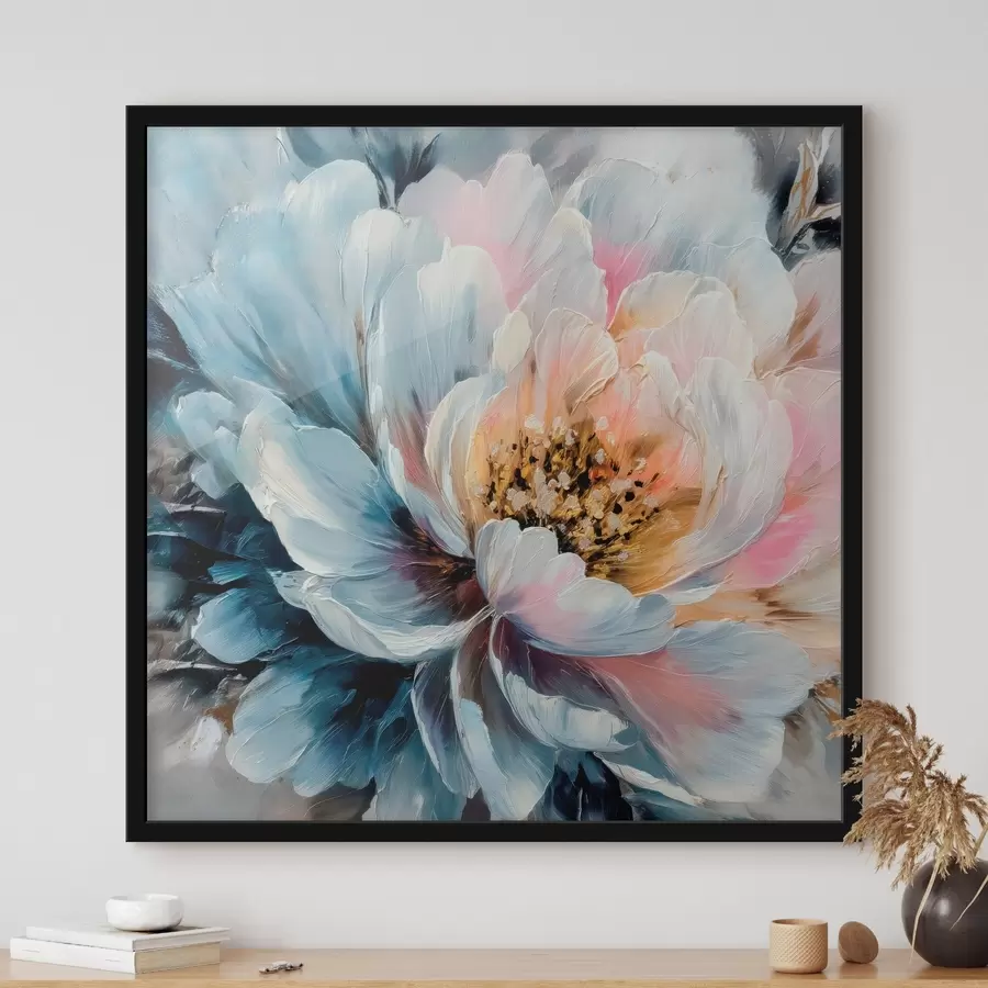 Fototapeedid Suur pioon, mida on kujutatud väljendusrikaste tekstuuriliste pintslitõmmetega kaasaegses maalikunsti stiilis f48197