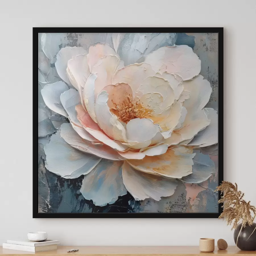 Fototapeedid Lähedalt vaadeldav lill, mis on kujutatud väljendusrikaste tekstuuriga pintslitõmmetega kaasaegses maalikunsti stiilis f48198