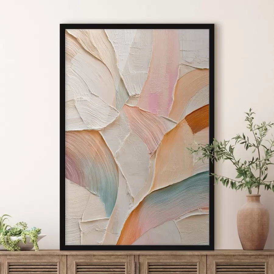 Fototapeedid Abstraktne taust dünaamiliste pintslitõmmetega virsiku- ja sinistes toonides f48202