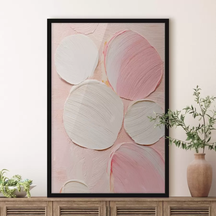 Fototapeedid Dekoratiivpaneel pastelltoonides, millel on ruumilised ringikujulised pintslitõmbed f48208