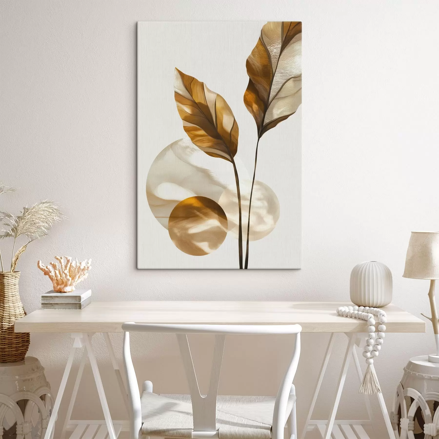 Pilt Lehtede ja ringide abstraktne kompositsioon s48615