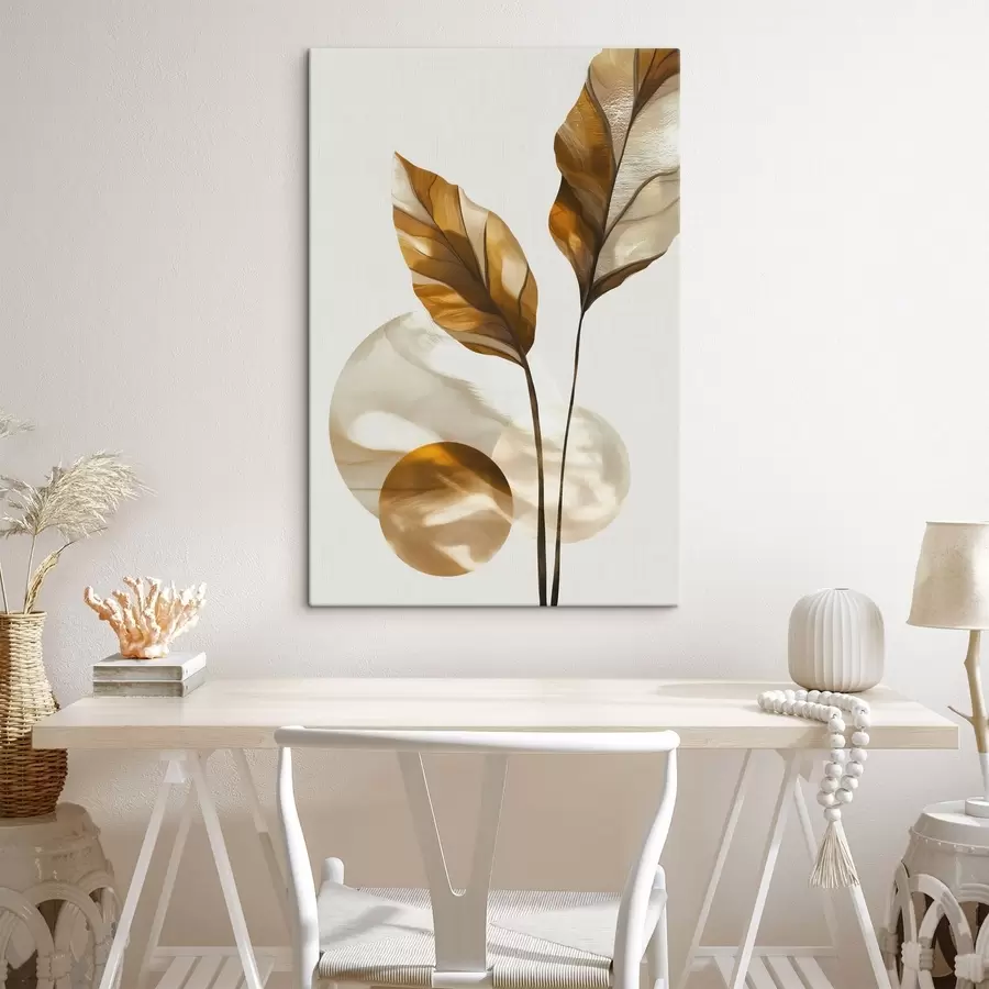 Pilt Lehtede ja ringide abstraktne kompositsioon s48615