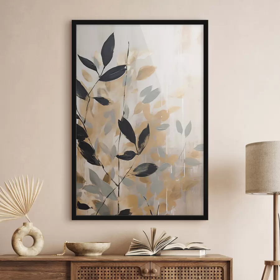 Fototapeedid Abstraktsioon lehtedega oksaga f48608