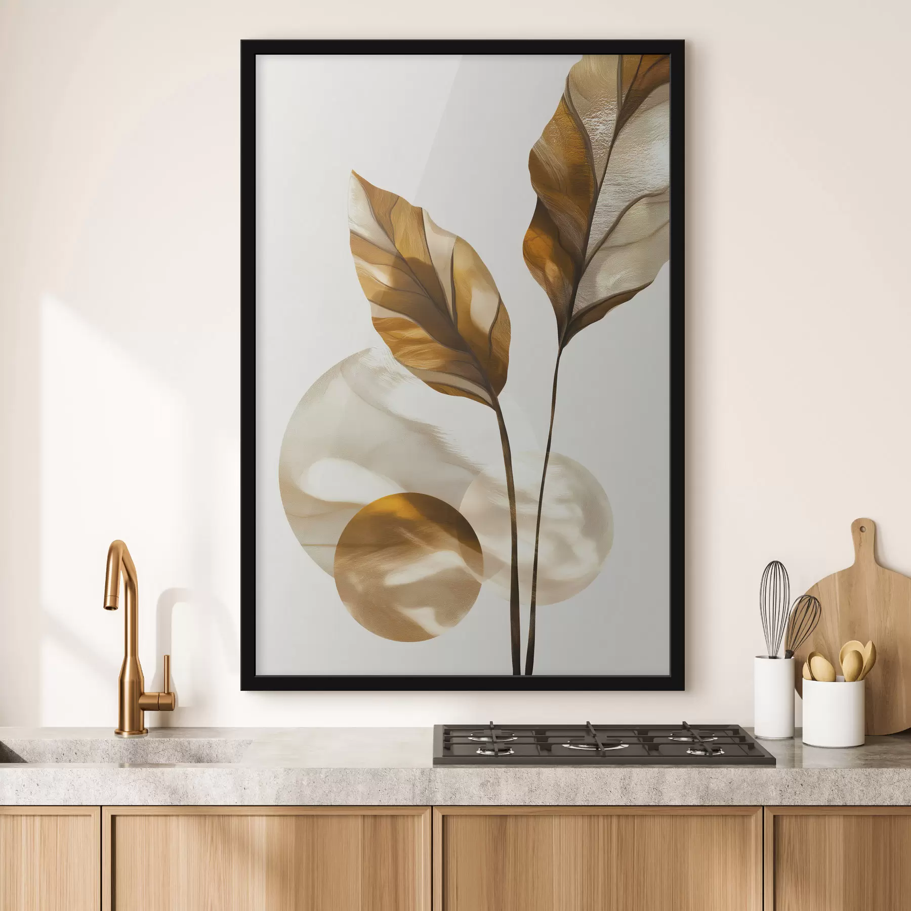 Fototapeedid Lehtede ja ringide abstraktne kompositsioon f48615