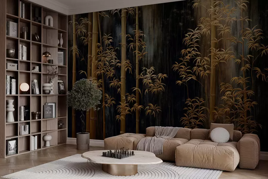 Fototapeedid Tume bambus mustal taustal w05120