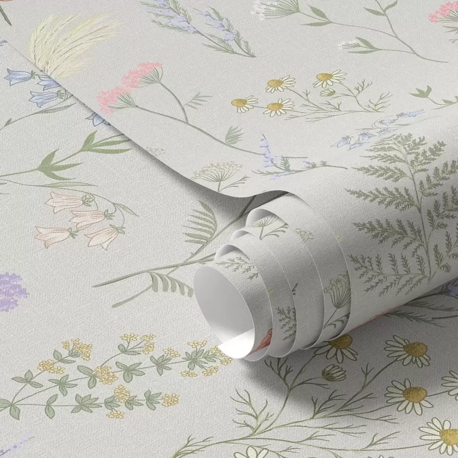 Fototapeedid Õrn looduslillede muster heledal taustal a01152