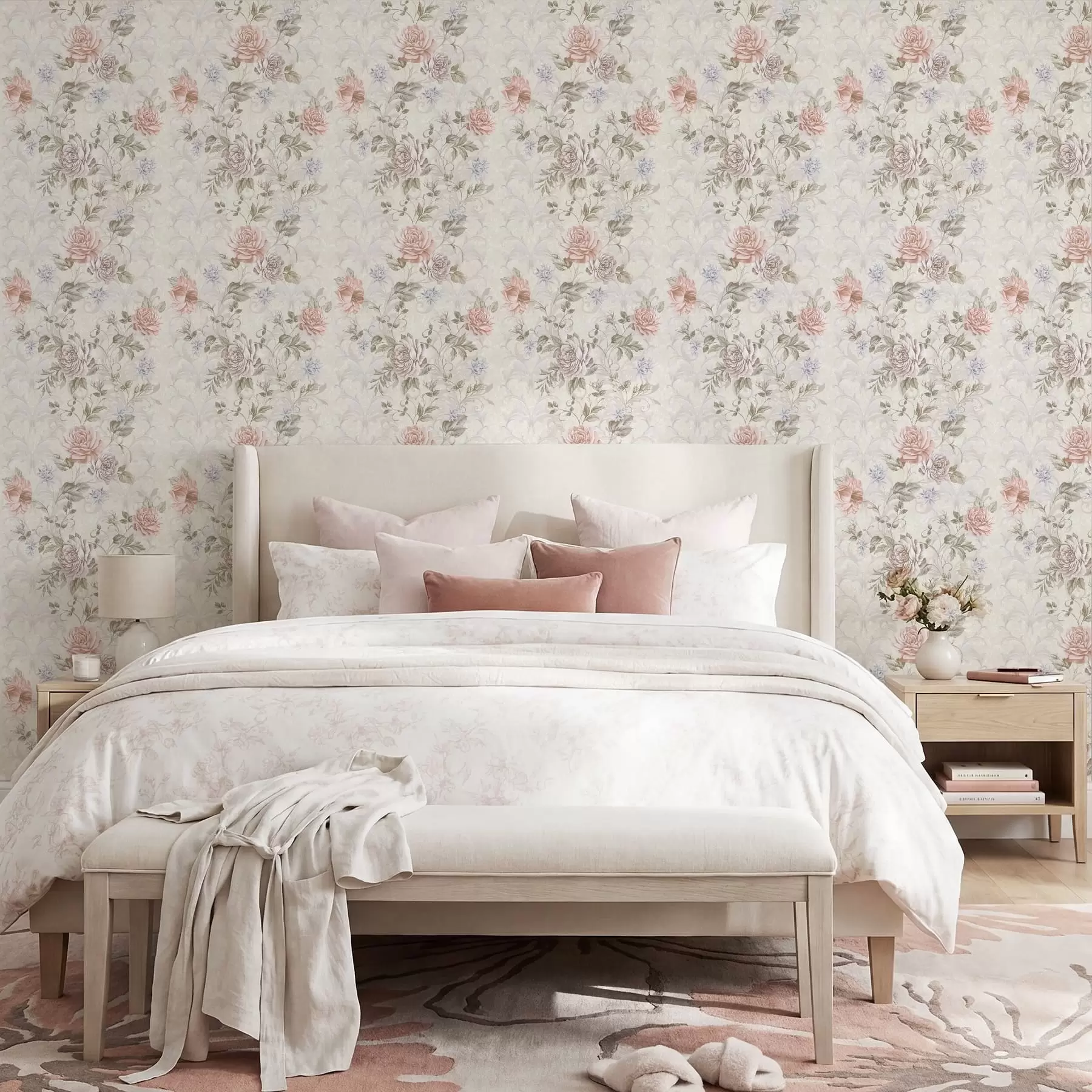 Fototapeedid Suurte pastelltoonides lillede mustri a01154