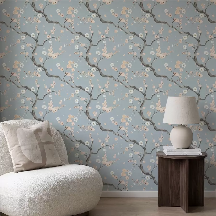 Fototapeedid Õitsvad oksad sinisel taustal a01155