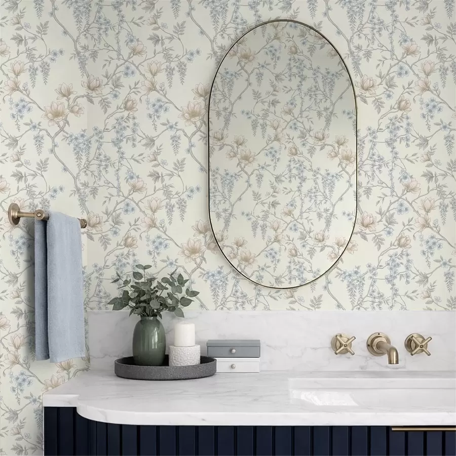 Fototapeedid Õrn lillemustriga, millel on oksad ja lilled a01159