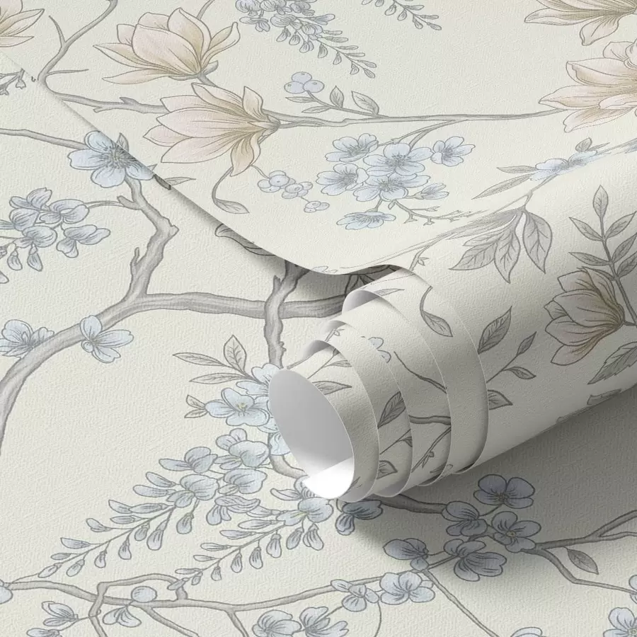 Fototapeedid Õrn lillemustriga, millel on oksad ja lilled a01159