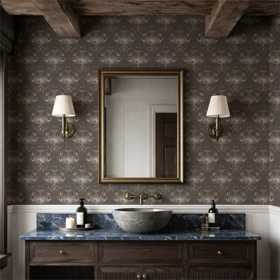 Fototapeedid Klassikalises stiilis kaunistus luikede ja lindudega a01161