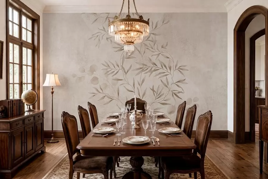 Fototapeedid Botaaniline mustri beezides ja pruunides toonides w05424v2