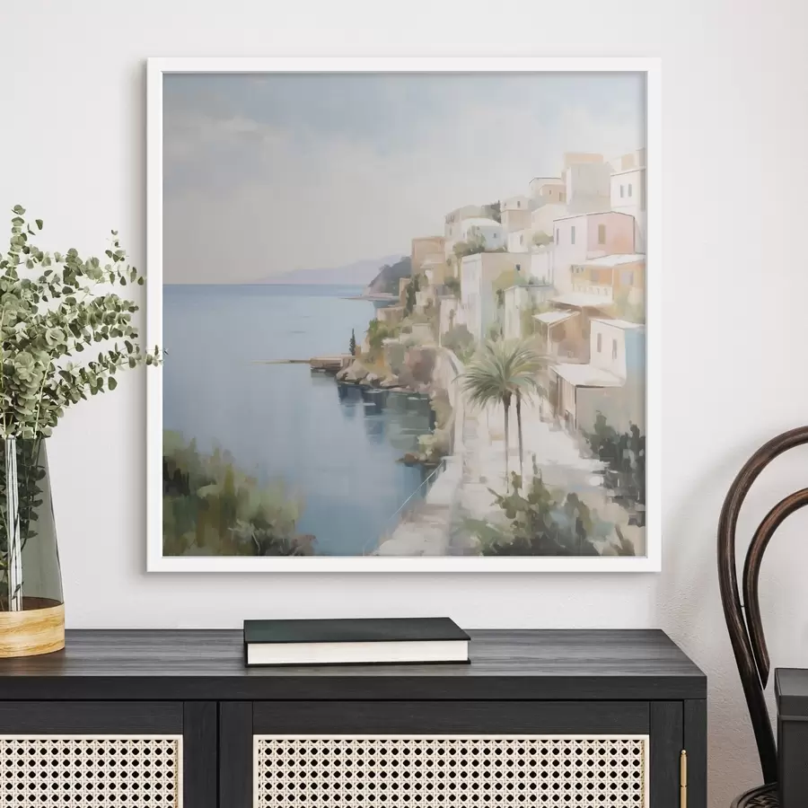 Fototapeedid Mereäärse linna maastik, maali imitatsioon f48674