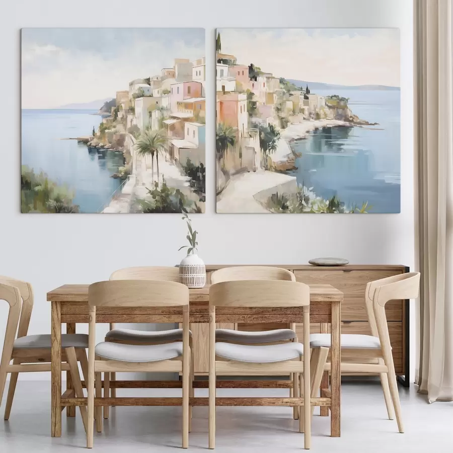 Pilt Mereäärse linna maastik, maali imitatsioon m30295