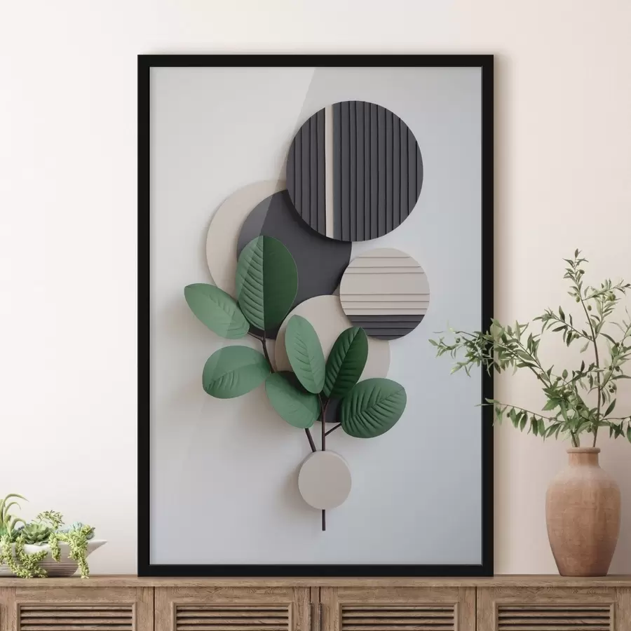 Fototapeedid Rohelised lehed ümarate tekstuurielementidega f48603