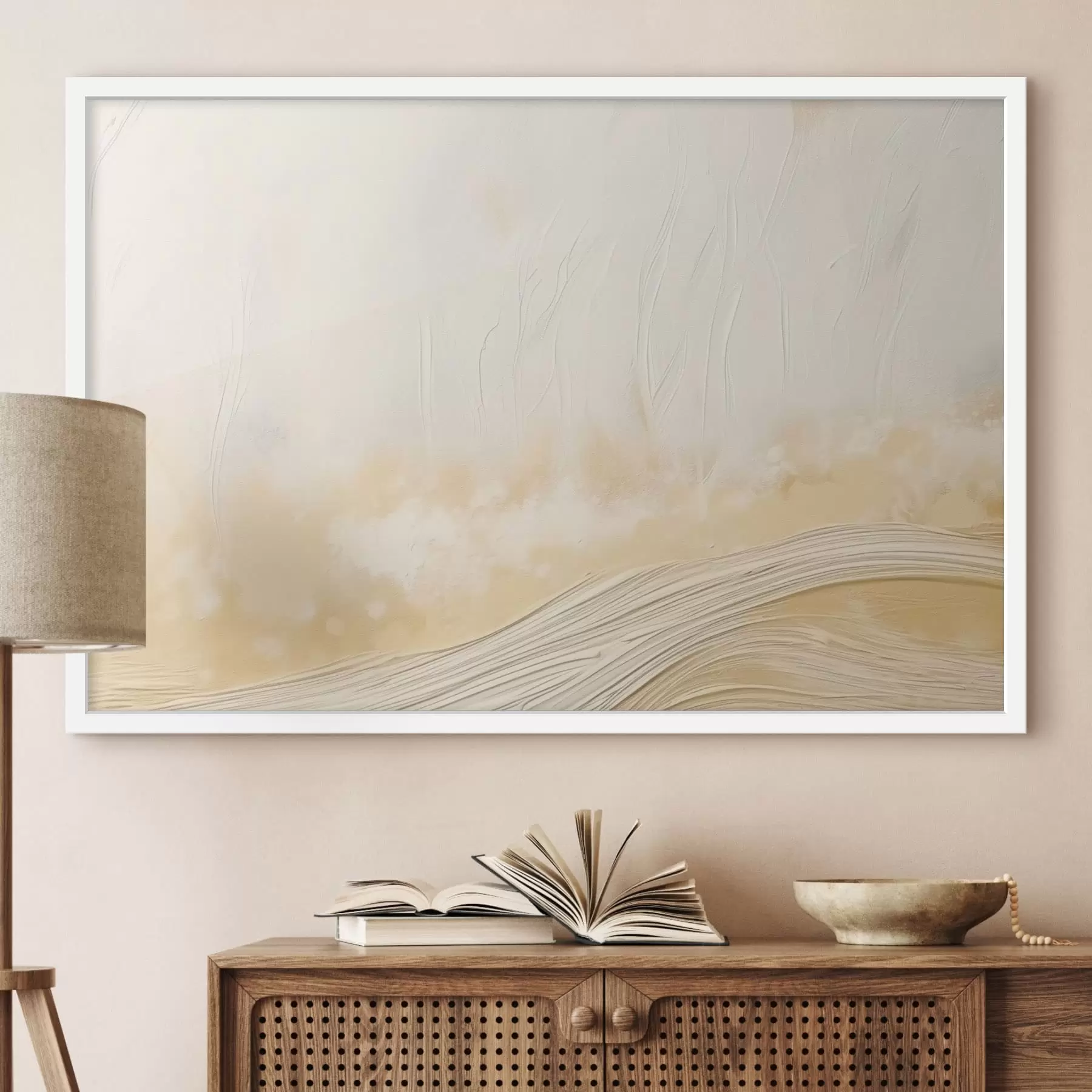 Fototapeedid Abstraktne maastik pehmetes lainetes ja heledates toonides f48617