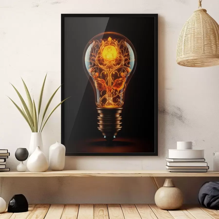 Fototapeedid Särav lambipirn, mille sees on dekoratiivsed mustrid f48620