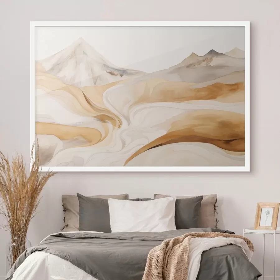 Fototapeedid Stiliseeritud maastik mägedega ja voolavate joontega f48626