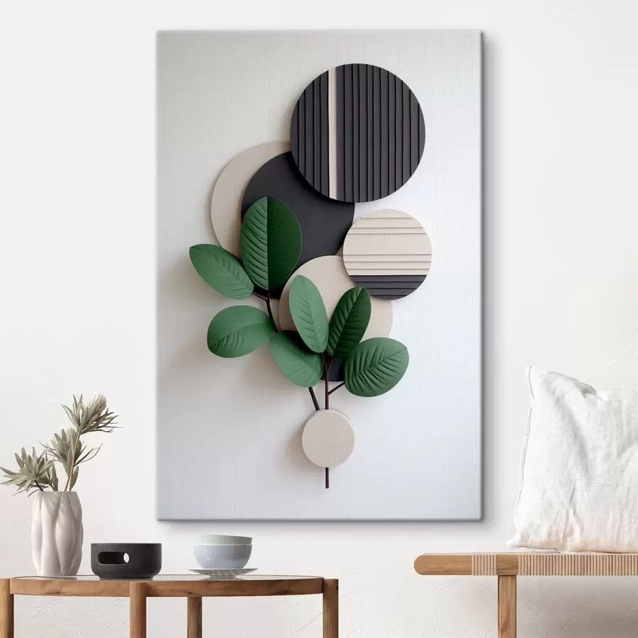 Pilt Rohelised lehed ümarate tekstuurielementidega s48603