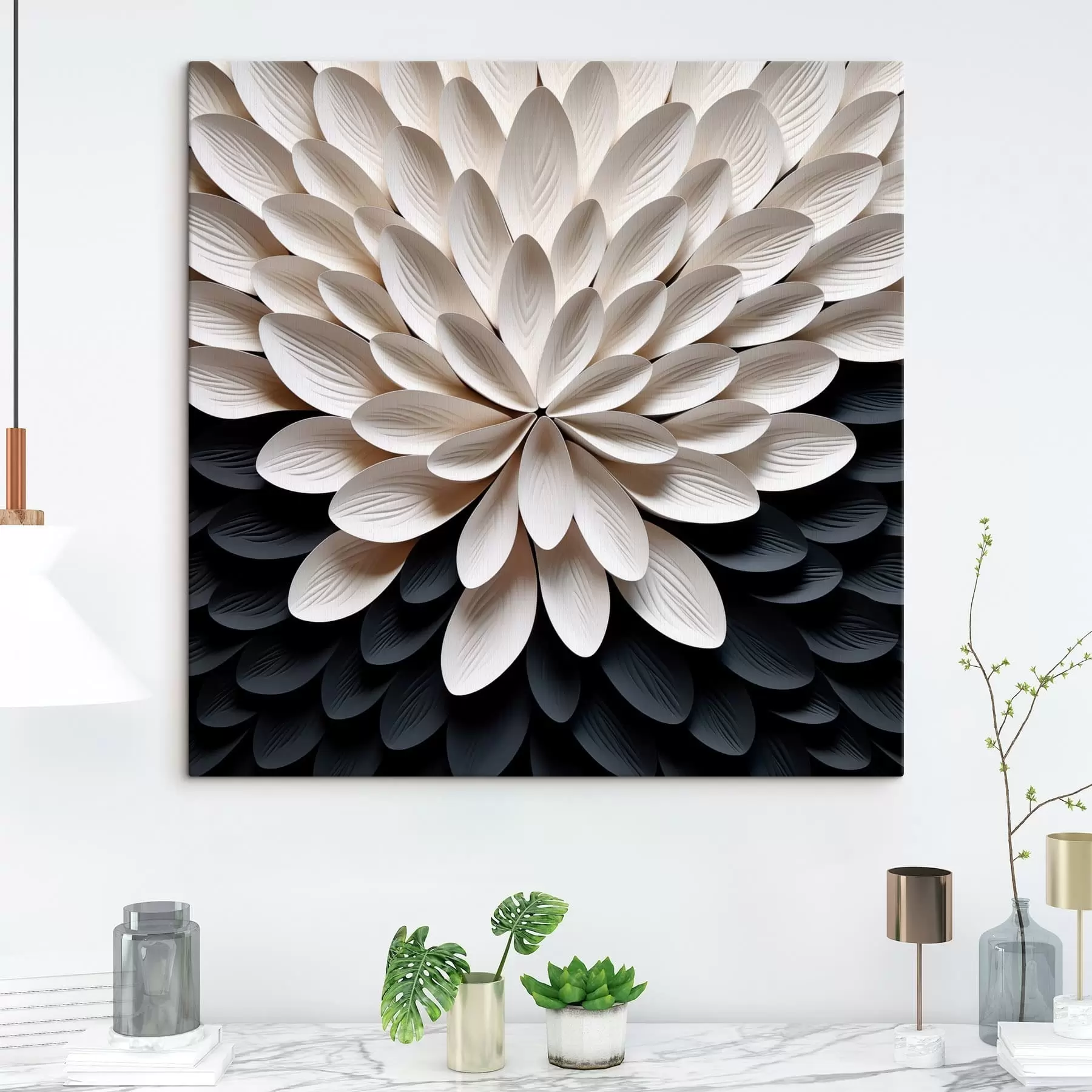 Pilt Abstraktne lill, millel on palju õhukesi kihilisi kroonlehti s48605