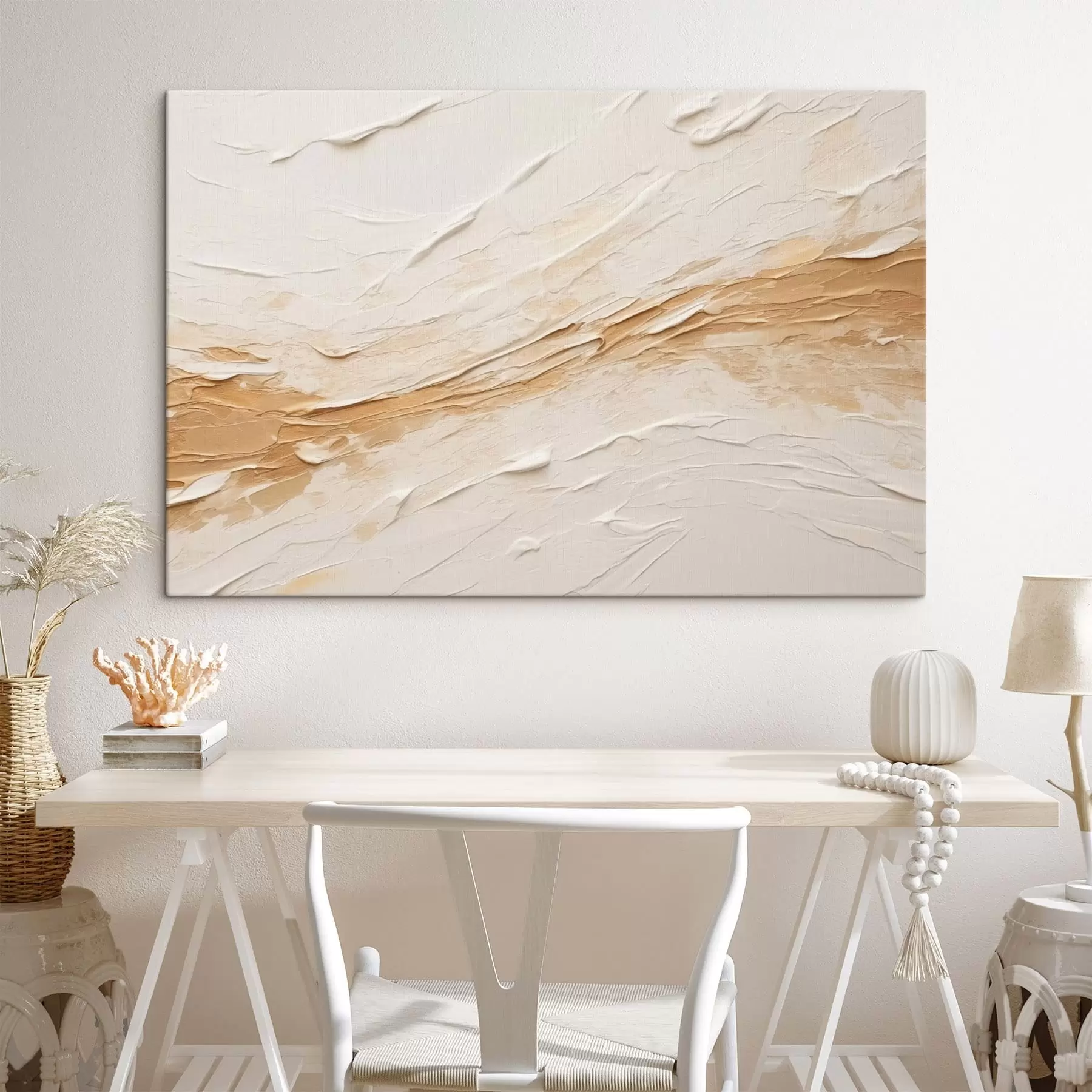 Pilt Kerge tekstuur, millel on näha pintslitõmbed ja beežid varjundid s48616