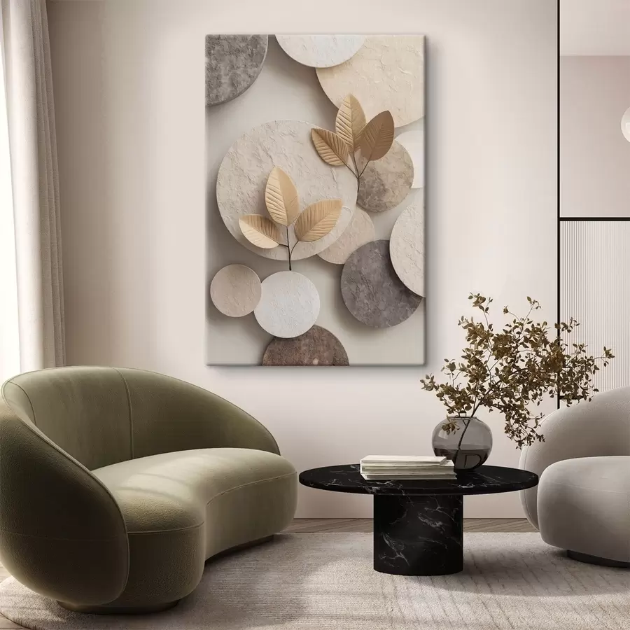 Fototapeedid Kompositsioon lehtede ja ringidega s48692