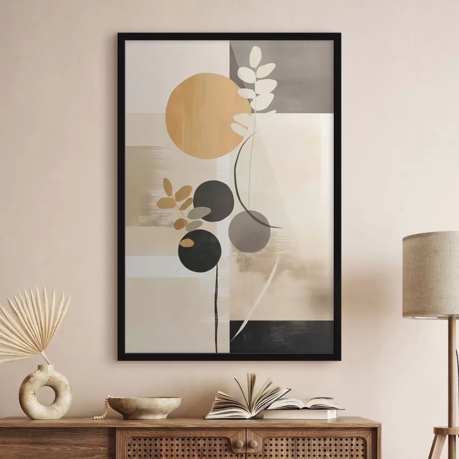 Fototapeedid Abstraktsioon lehtede ja ringidega f48612