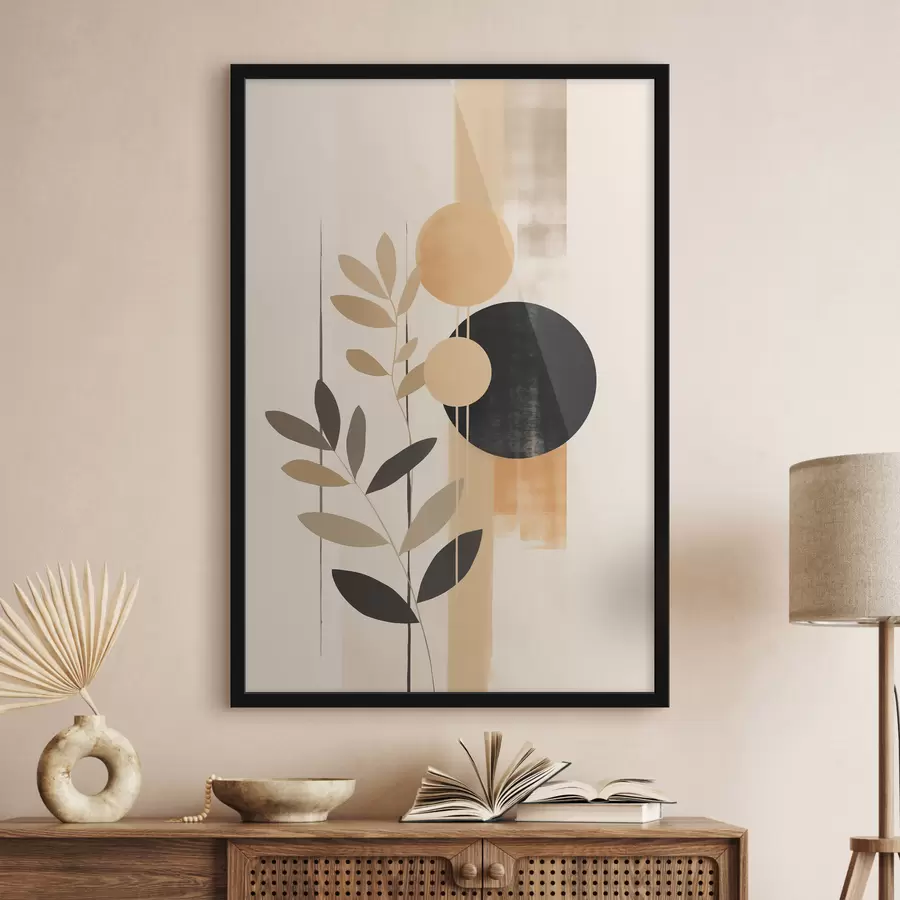 Fototapeedid Abstraktsioon lehtede ja ringidega f48613