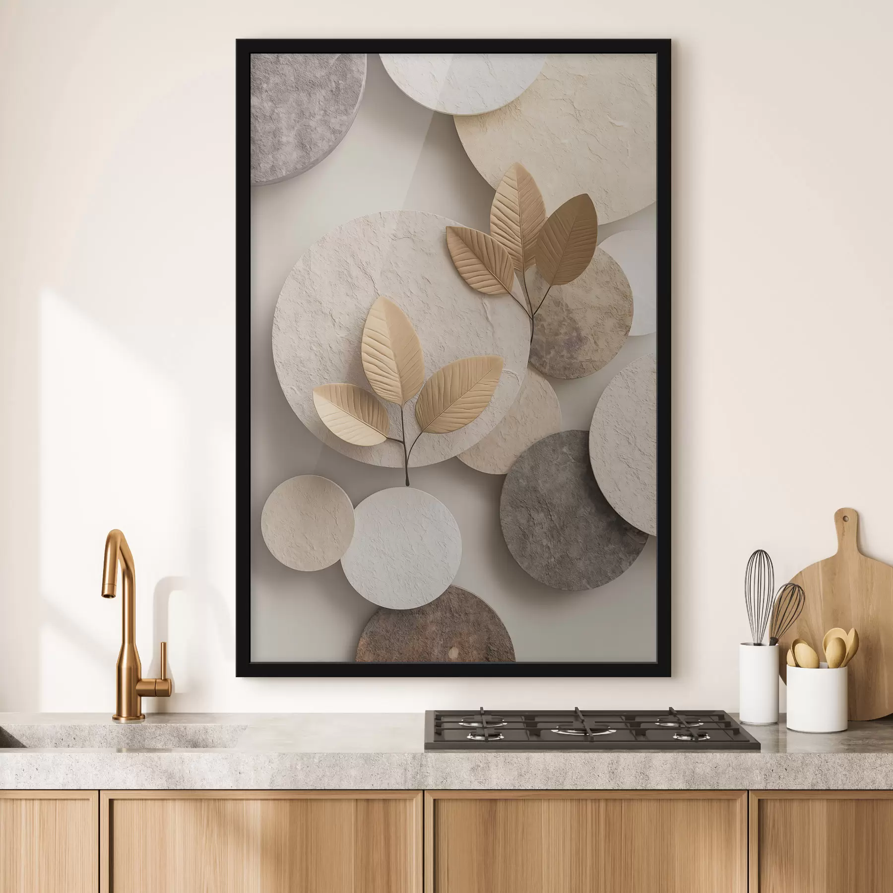 Fototapeedid Kompositsioon lehtede ja ringidega f48692