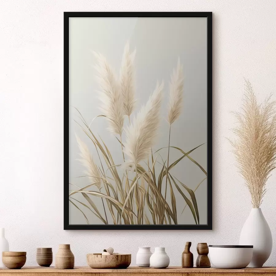 Fototapeedid Mitu pikka, sulgjat pampasrohtu pikkade, peenikeste lehtedega f48723