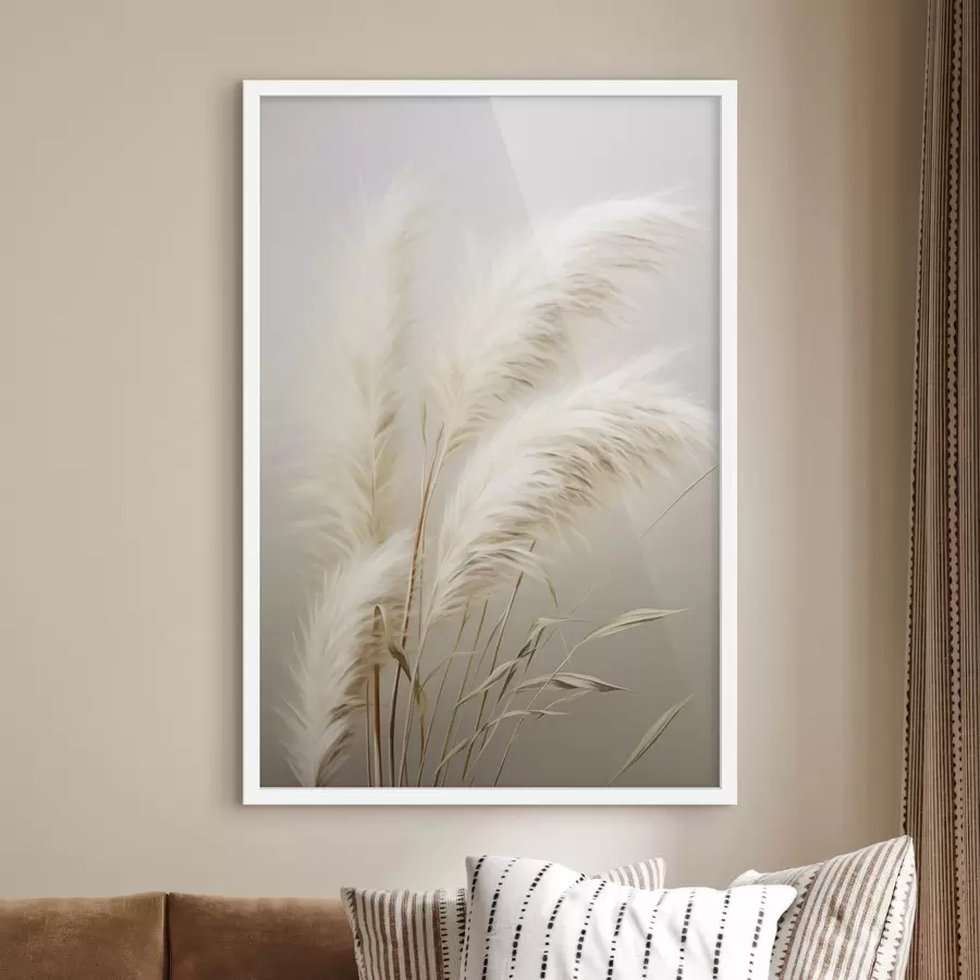 Fototapeedid Mitu pikka, sulgjat pampasrohtu pikkade, peenikeste lehtedega f48724