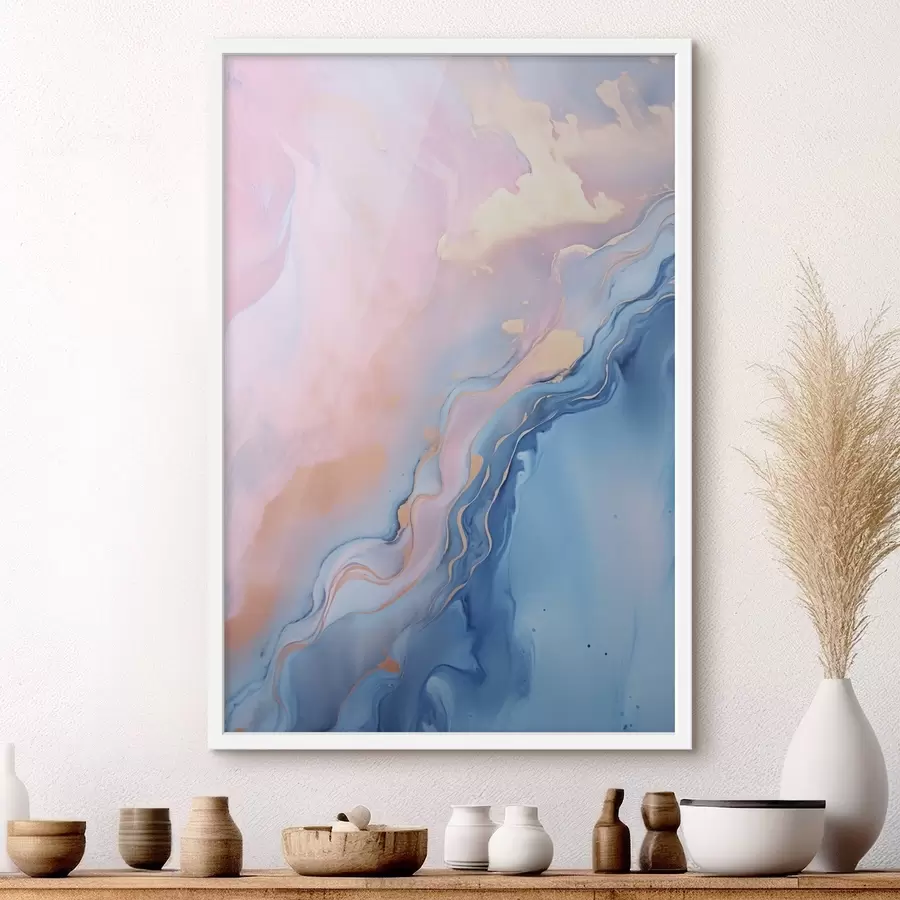 Fototapeedid Abstraktne tekstuuriga vedelkunst, millel on roosa ja sinise värvi keerlevad mustrid f48729