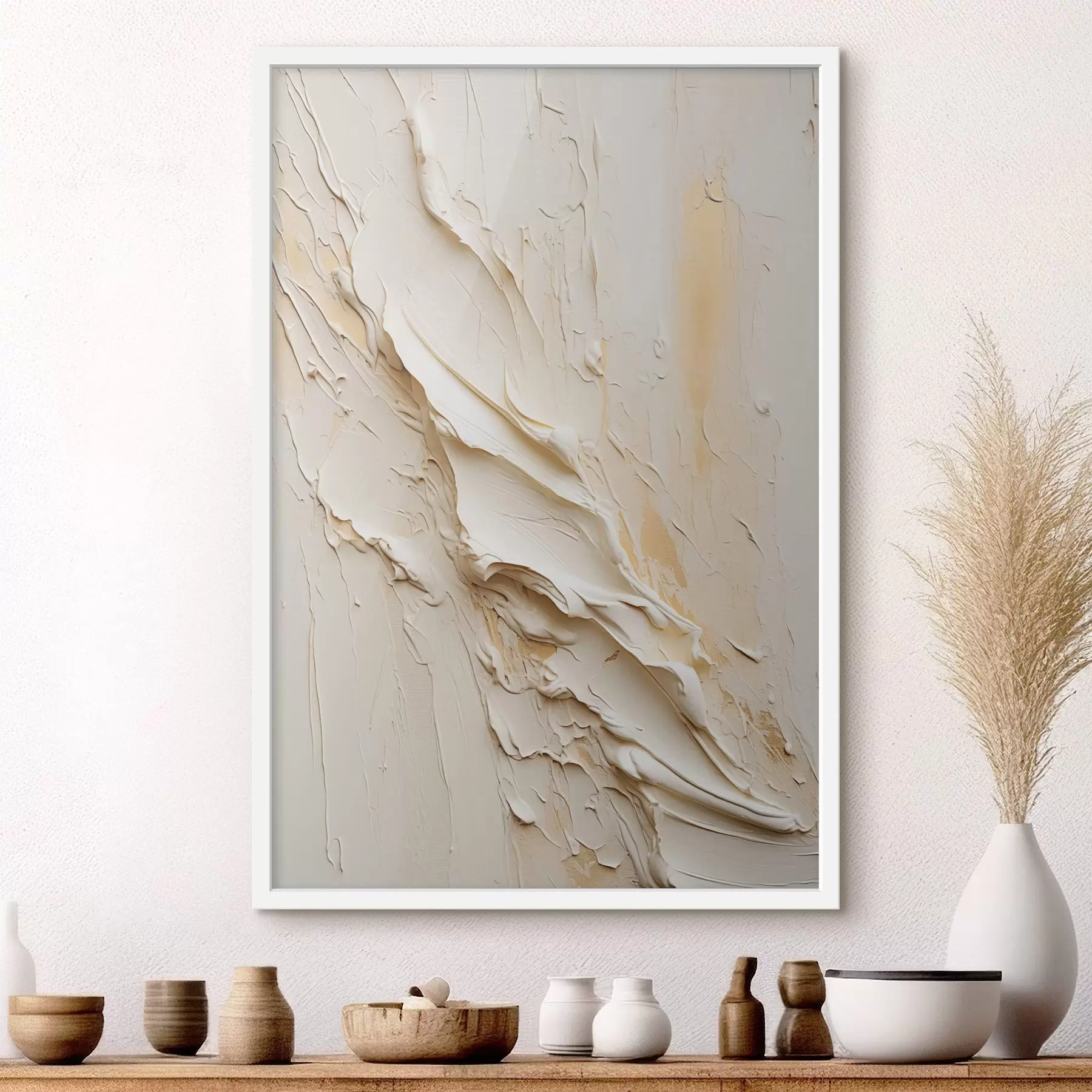 Fototapeedid Tekstuuriga kreemikas ja beež maal abstraktses stiilis, minimalistlik kunst f48737